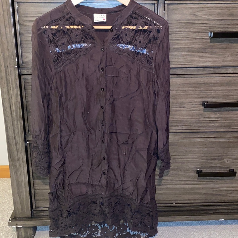Brown Intimately by Free People Brown silk tunic- (sorry about the wrinkles!)